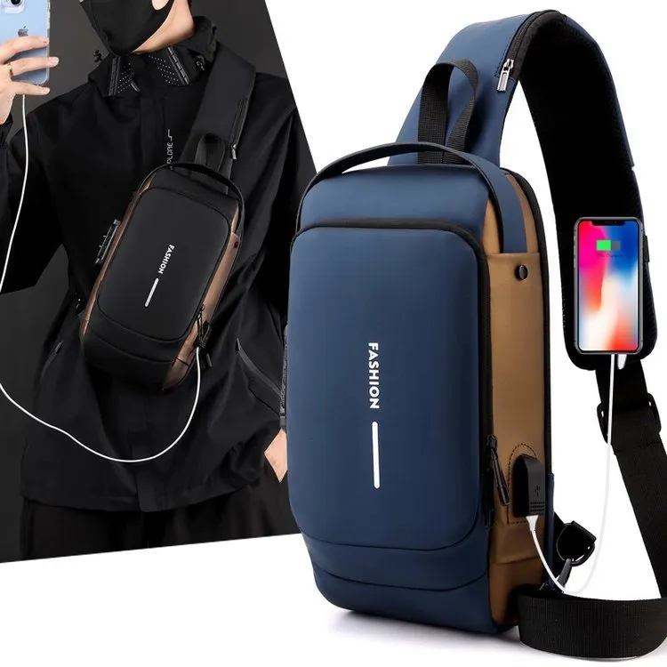 Men's Fashion New Charging Commuter Waterproof Men's Chest Bags