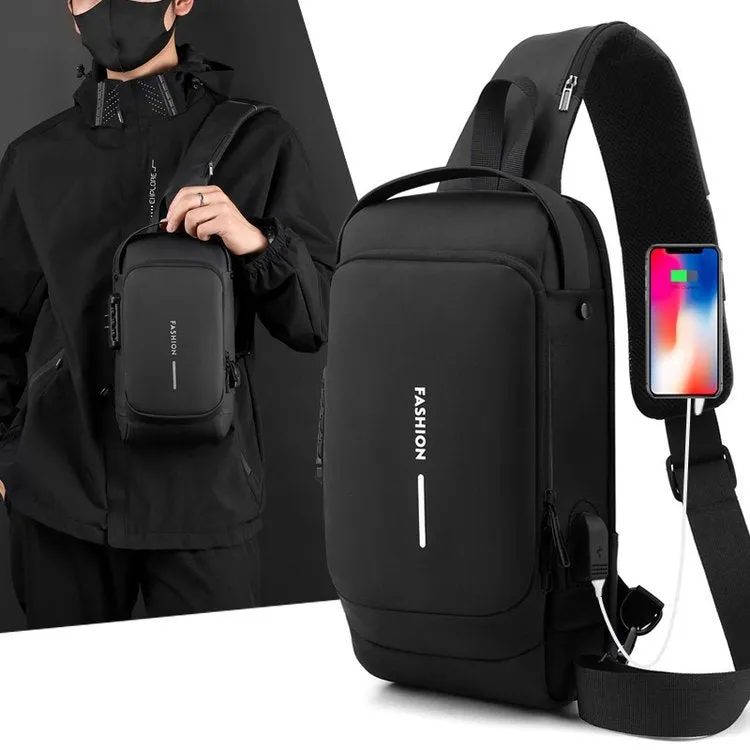 Men's Fashion New Charging Commuter Waterproof Men's Chest Bags