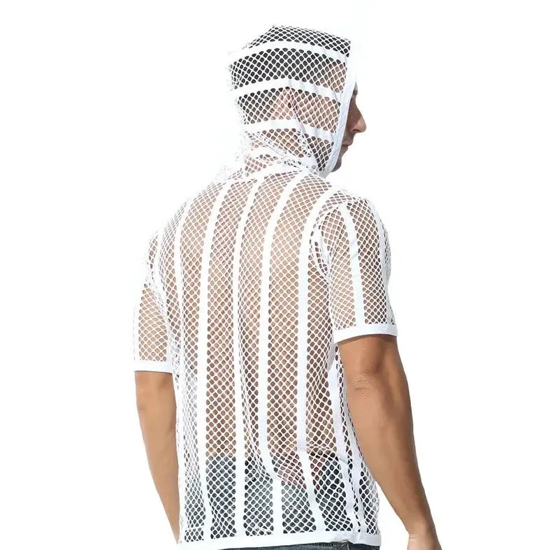 Men's Striped Hoodie Mesh Suit