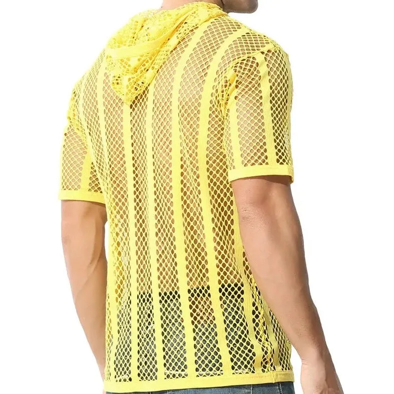 Men's Striped Hoodie Mesh Suit