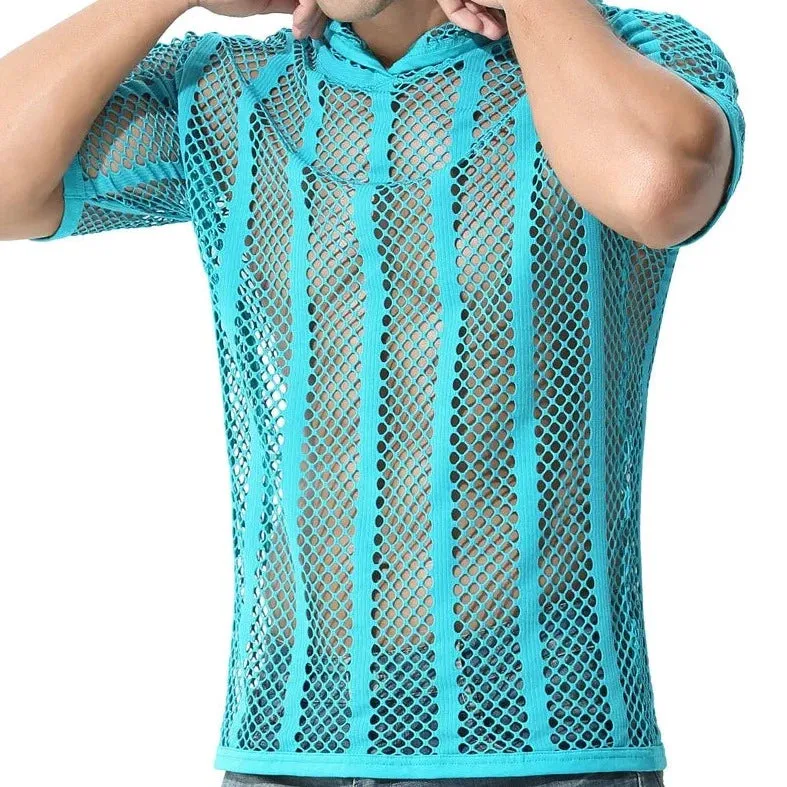Men's Striped Hoodie Mesh Suit