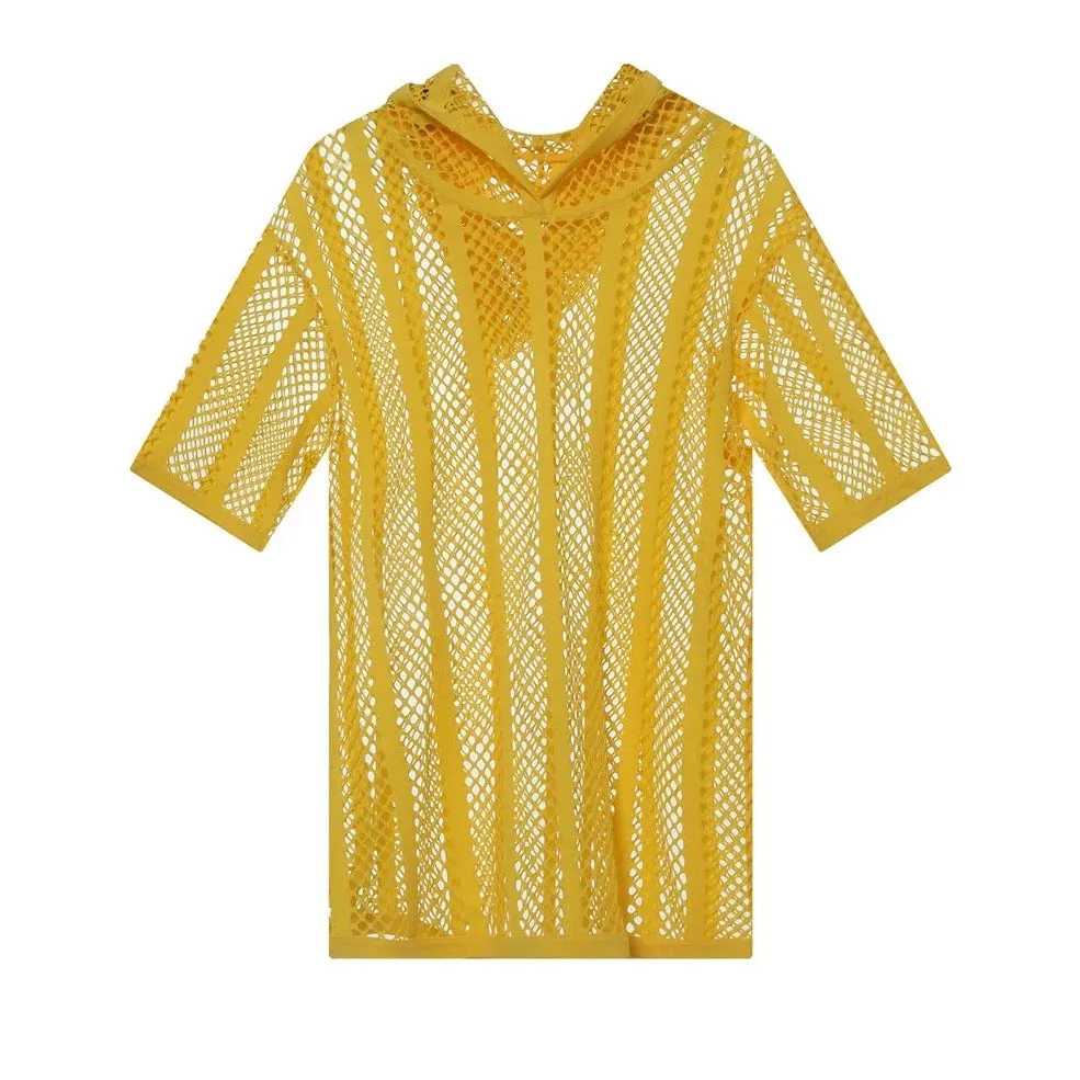 Men's Striped Hoodie Mesh Suit