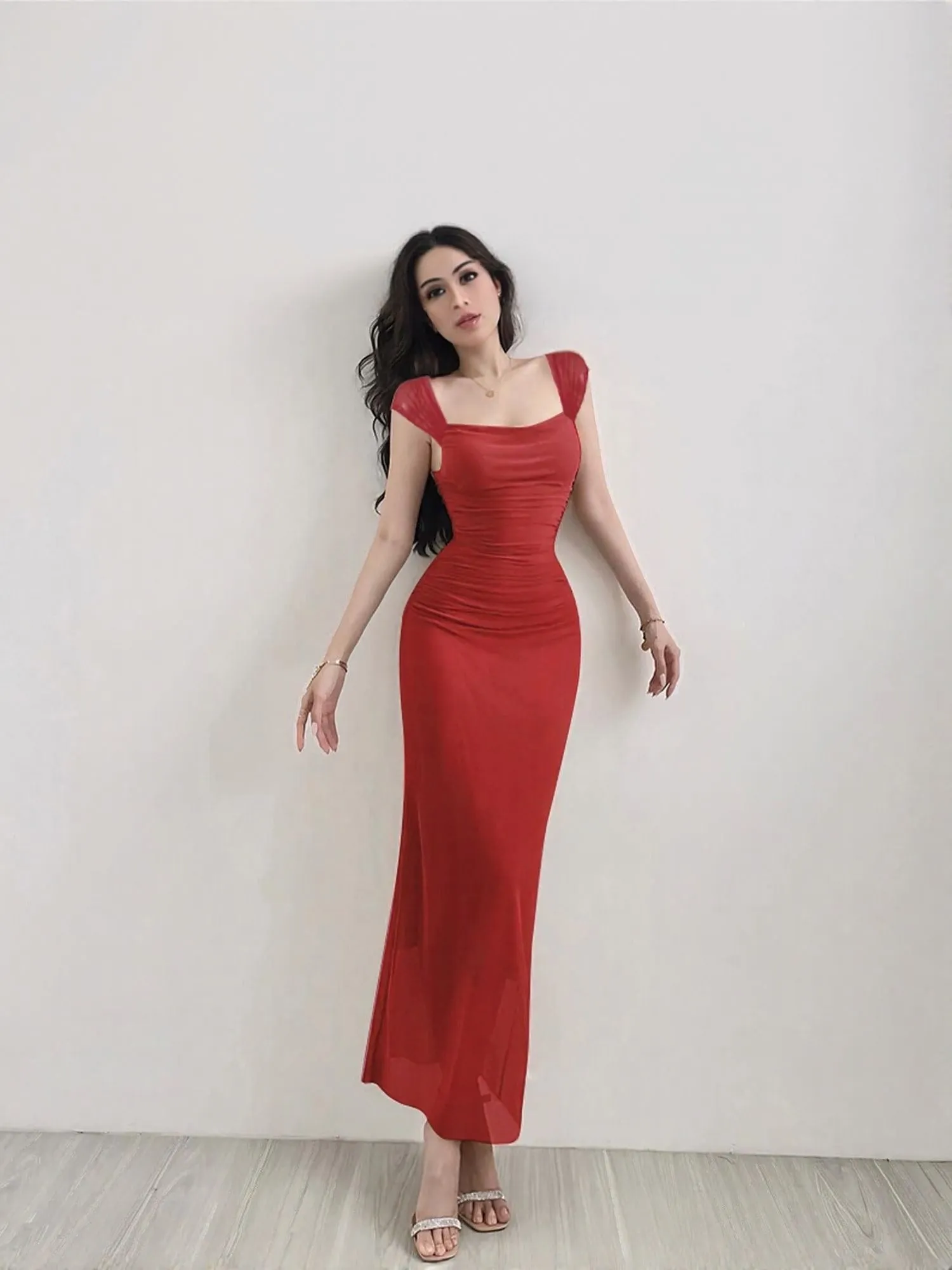 Mesh Dress With Cap Sleeves