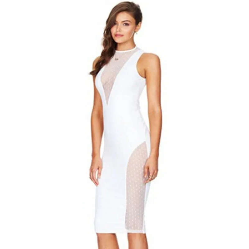 Mesh Lace Backless Zip Party Dress
