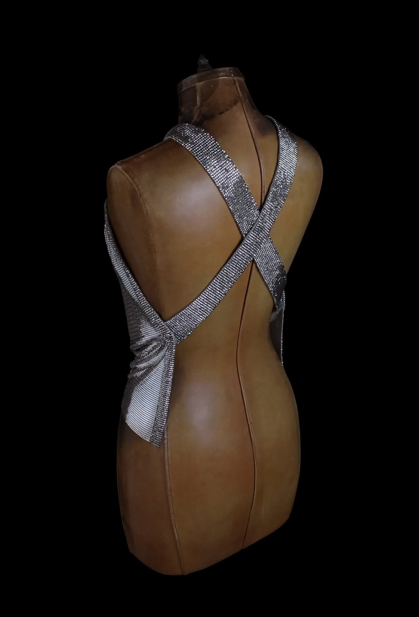 Metal Mesh Halter Top with Swarovski Crystal Mesh Trim