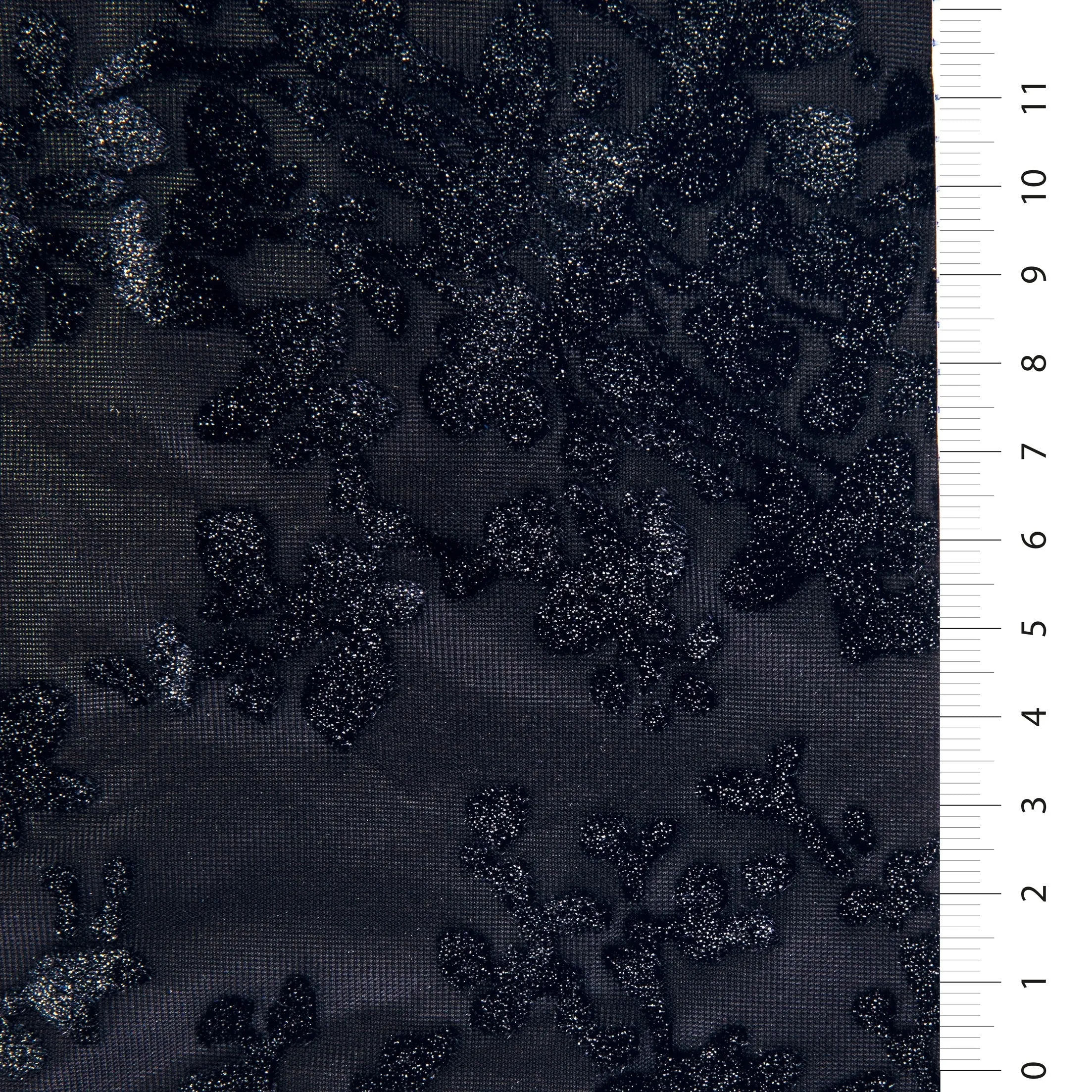 Metallic Foil Print Velvet Floral Burning Fabric
