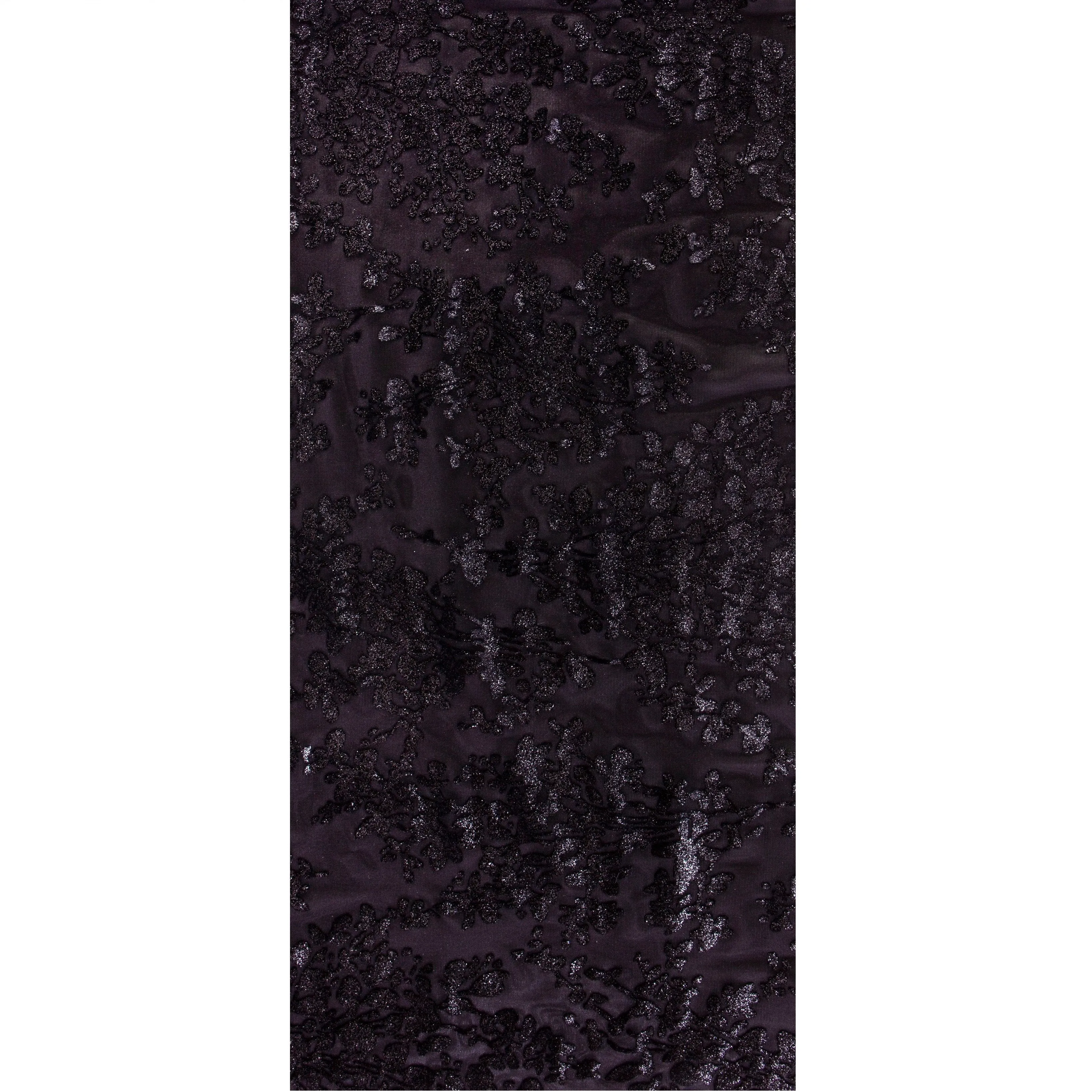 Metallic Foil Print Velvet Floral Burning Fabric