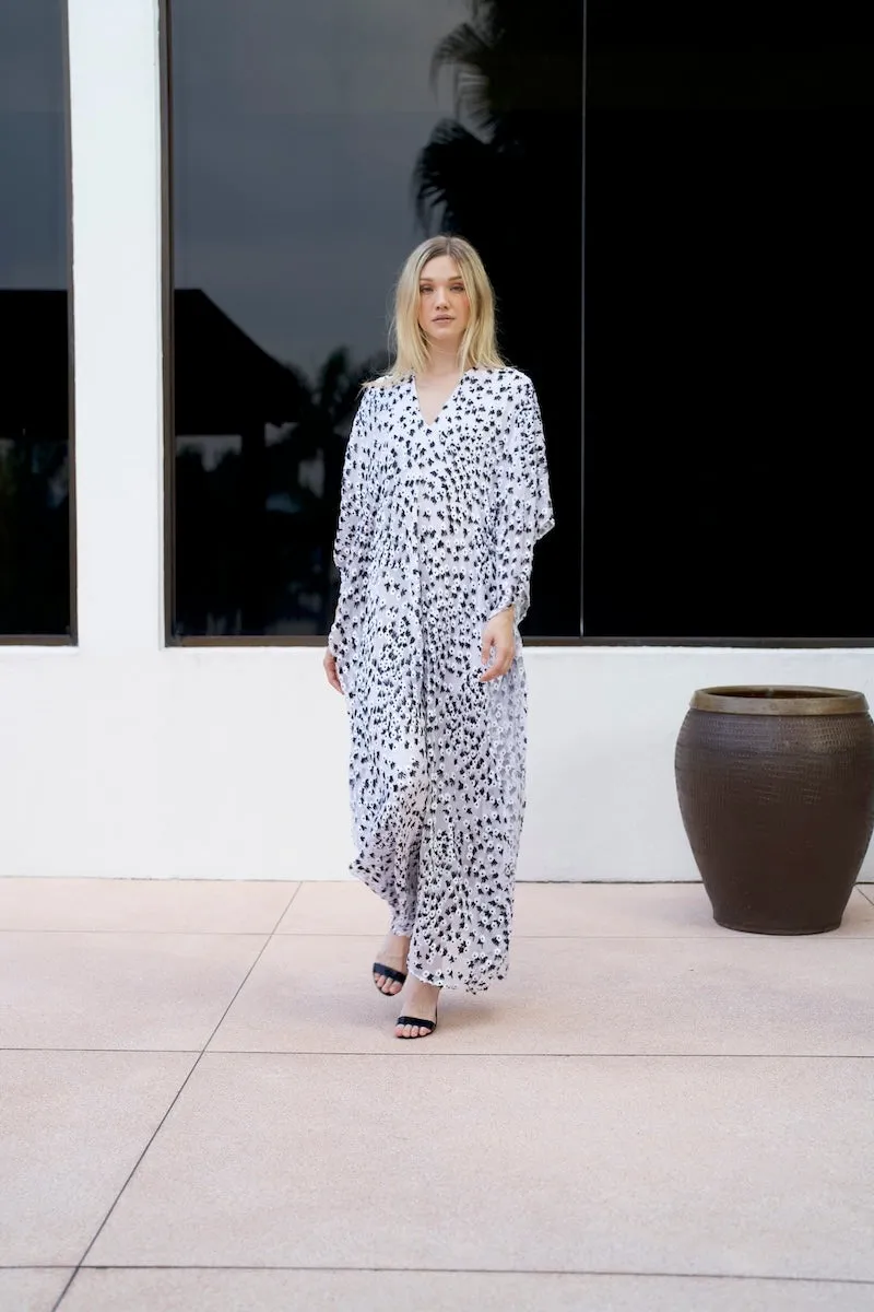 Metallic Little Flower Velour Devore Boubou Caftan