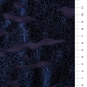 Metallic Shiny Velvet Flower Embroidered Burning Fabric