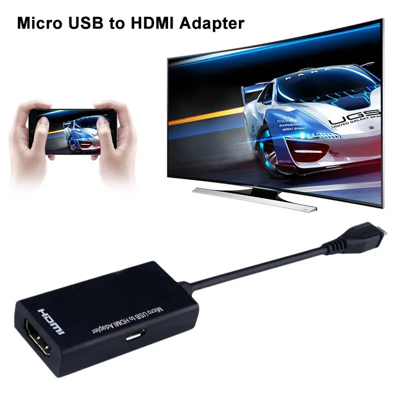 Micro USB To HDMI HD Cable Converter Adapter Black