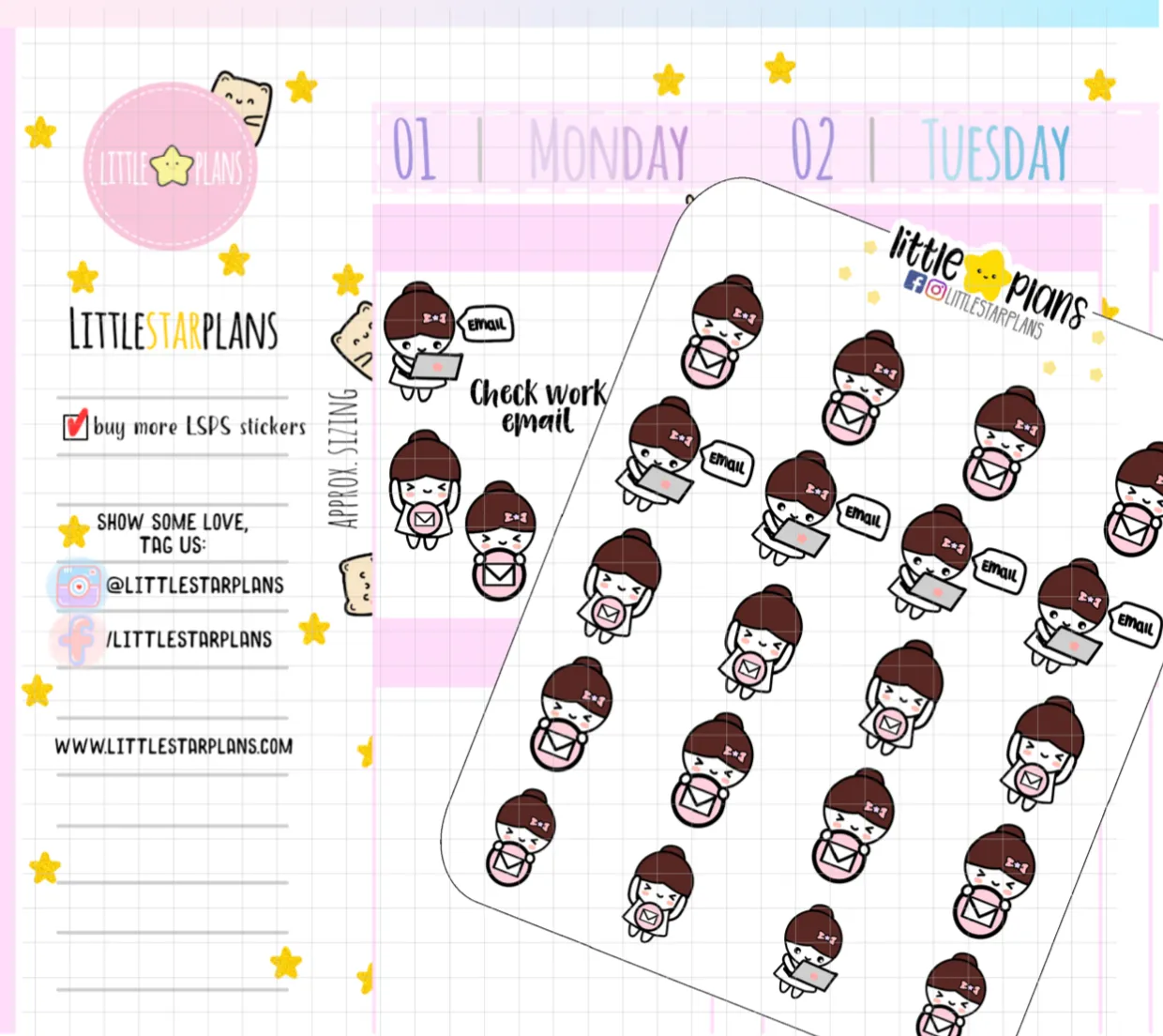 Mimi Checking on Work Email Planner Stickers (M168)