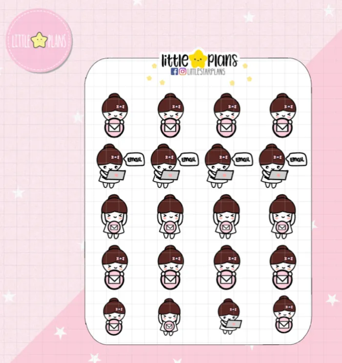 Mimi Checking on Work Email Planner Stickers (M168)