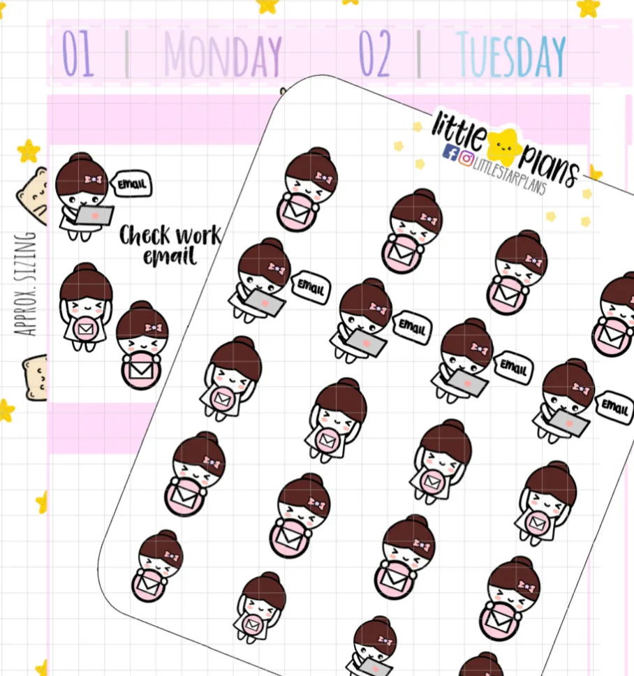 Mimi Checking on Work Email Planner Stickers (M168)