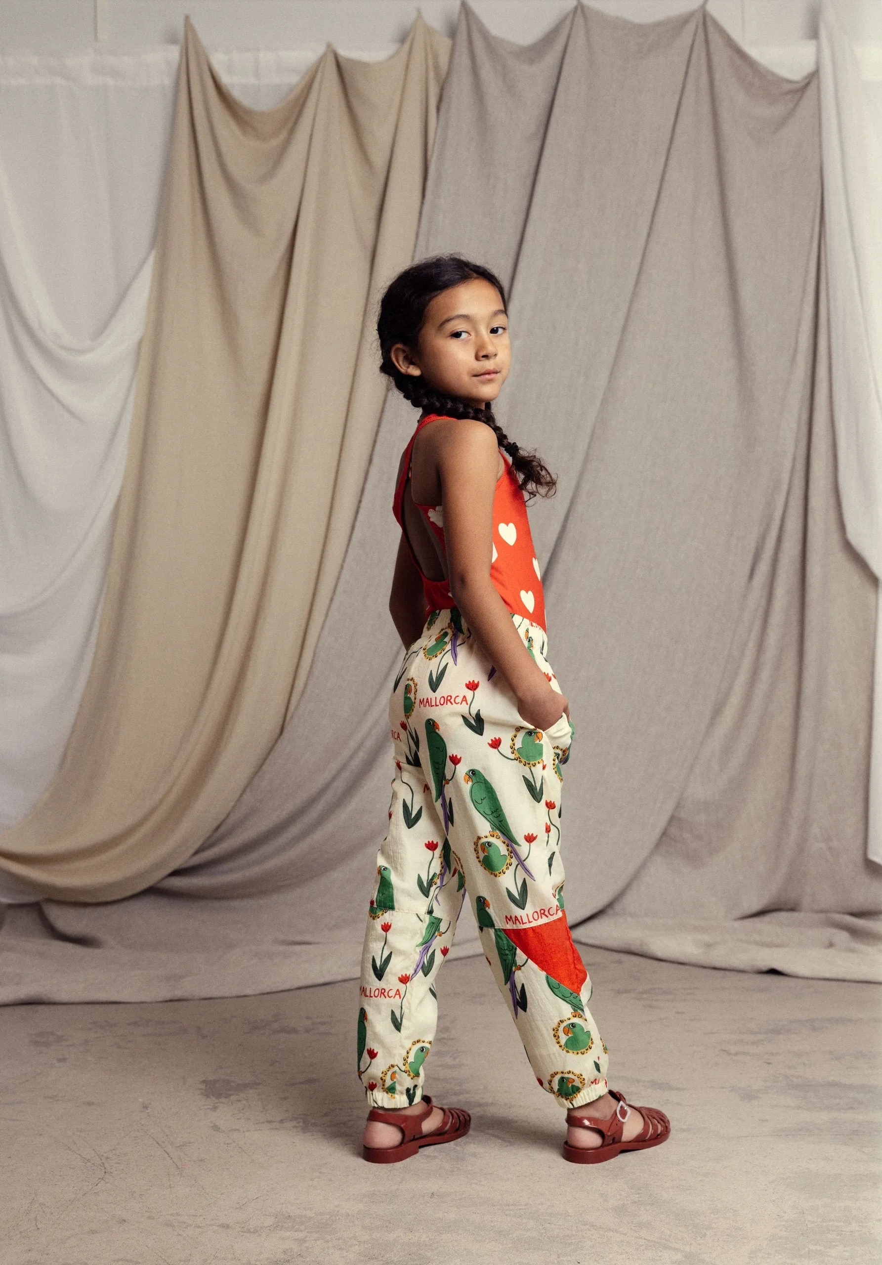 Mini Rodini | Parrots aop nylon tracksuit pants
