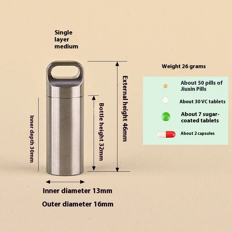 Mini Waterproof Capsule Seal Bottle Stainless Steel Outdoor Survival Pill Box Container Capsule Pill Bottle Tank