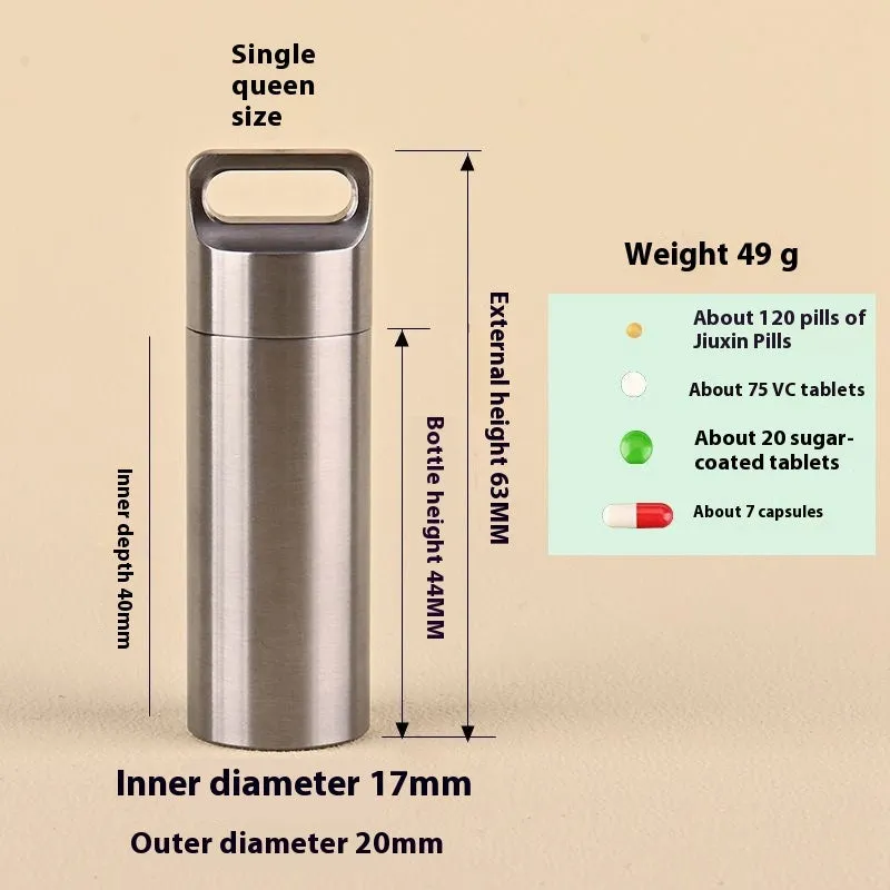 Mini Waterproof Capsule Seal Bottle Stainless Steel Outdoor Survival Pill Box Container Capsule Pill Bottle Tank