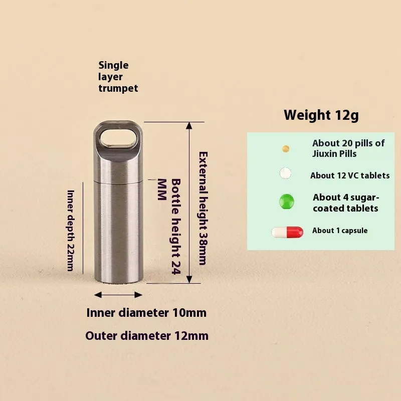 Mini Waterproof Capsule Seal Bottle Stainless Steel Outdoor Survival Pill Box Container Capsule Pill Bottle Tank