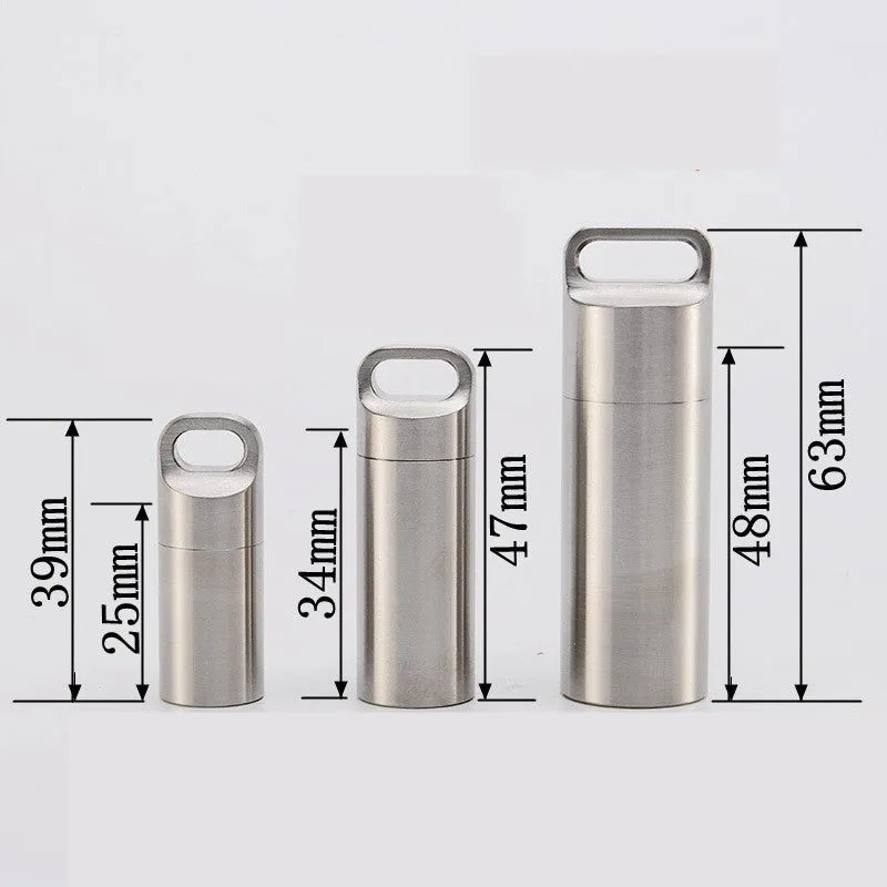 Mini Waterproof Capsule Seal Bottle Stainless Steel Outdoor Survival Pill Box Container Capsule Pill Bottle Tank