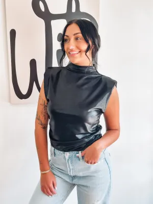 Mock Neck Ruched Sleeveless Top
