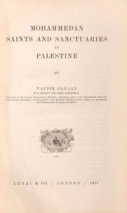 Mohammedan saints and sancturies in Palestine.