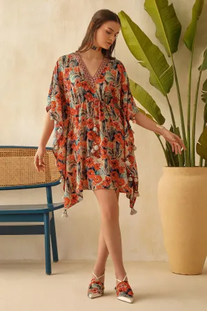 Multicolor Floral Printed Kaftan