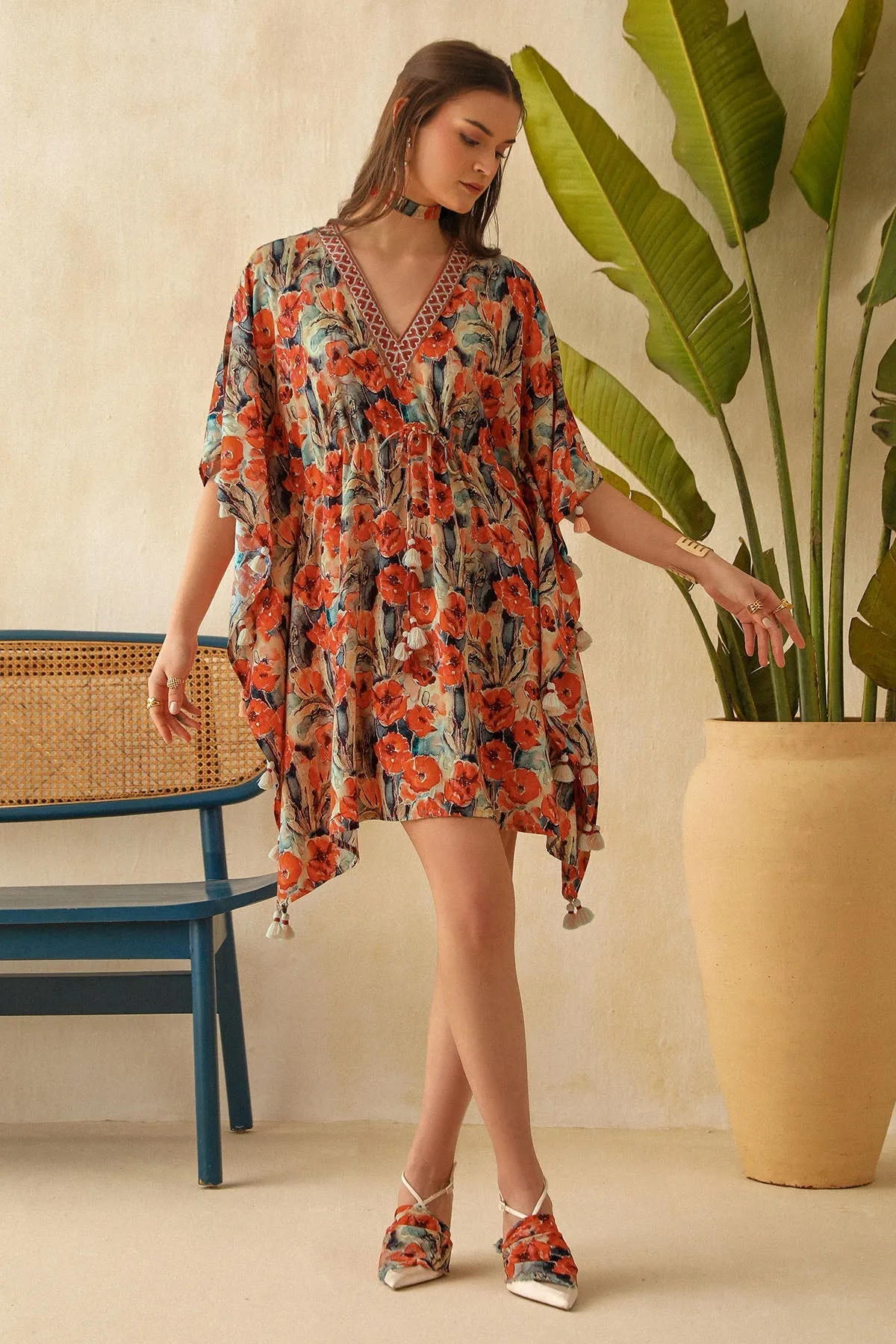 Multicolor Floral Printed Kaftan