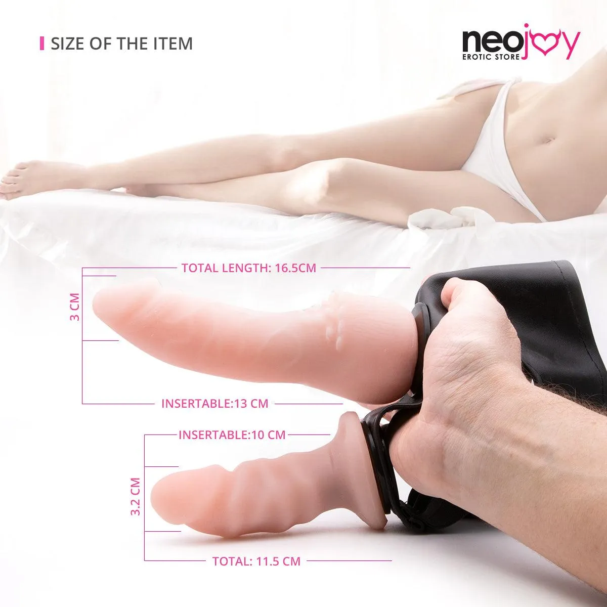 Neojoy - Ride-On - Realistic Double Dildo Strap-On Harness â€“ 16.5cm â€“ 6.49 inch