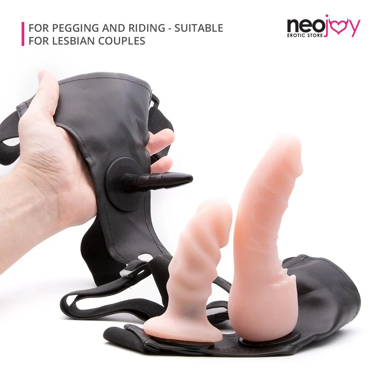 Neojoy - Ride-On - Realistic Double Dildo Strap-On Harness â€“ 16.5cm â€“ 6.49 inch
