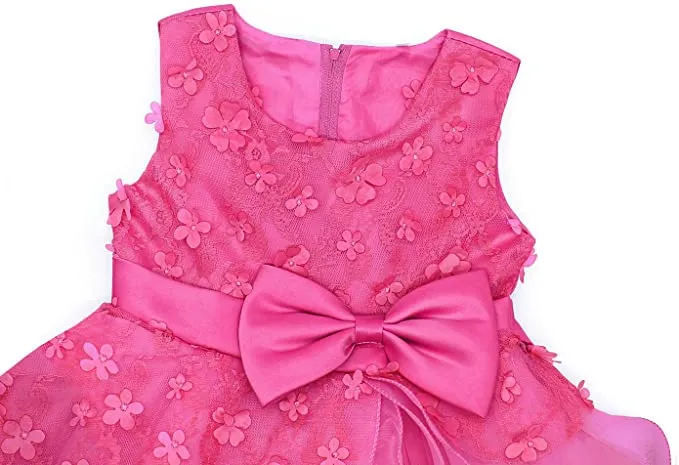 New AmzBarley Wedding Pageant Girls Dress Party Special Occasion Long Tulle Bow, Rose! Sz 5/6