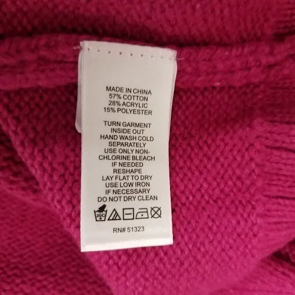 NEW Cece XS Pullover Sweater Crew Neck Cable knit Long sleeves in Passion Pink