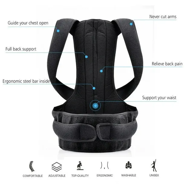 NEW Retails $41, Topcobe Posture Corrector for Women & Men, Back Support Brace, Adjustable Shoulder Back Brace, Invisible Back Support for Back Pain Relief, Sz M