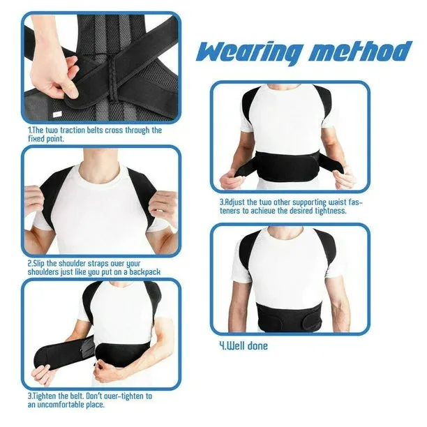 NEW Retails $41, Topcobe Posture Corrector for Women & Men, Back Support Brace, Adjustable Shoulder Back Brace, Invisible Back Support for Back Pain Relief, Sz M