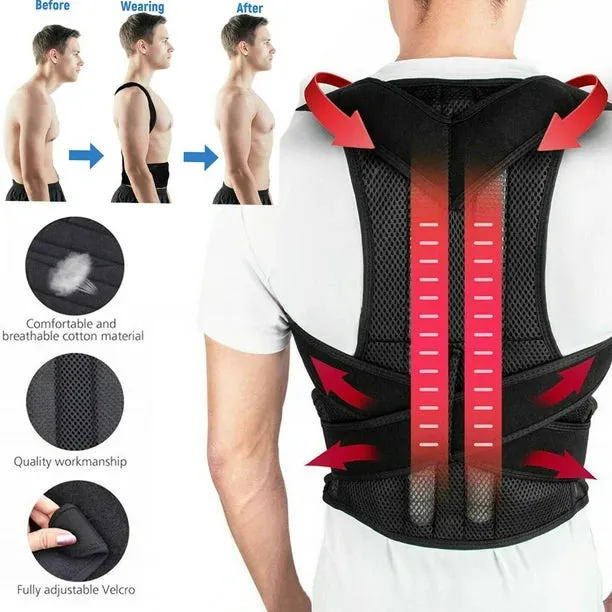 NEW Retails $41, Topcobe Posture Corrector for Women & Men, Back Support Brace, Adjustable Shoulder Back Brace, Invisible Back Support for Back Pain Relief, Sz M