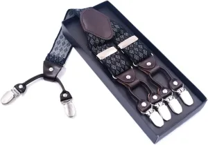 NEW Retails $43, Vintage Suspenders Men Heavy Duty Big Tall 3.5 * 120cm Wide Y Back 6 Metal Clips Adjustable Elastic Trouser Braces Strap Belt (Color : Style B, Size : 1pc)