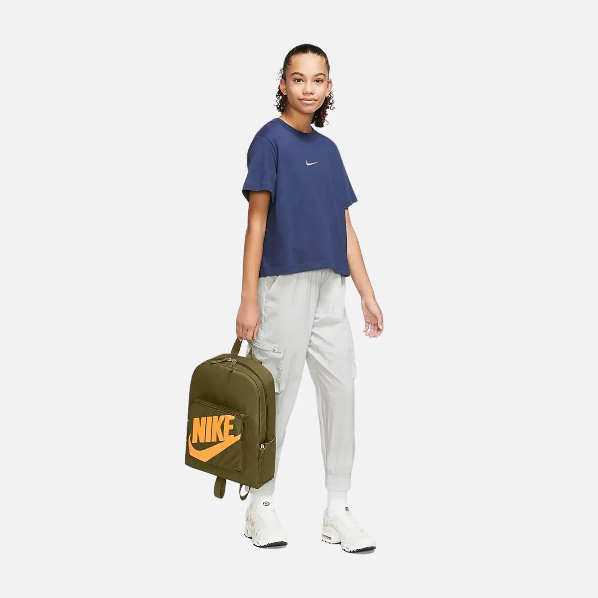 Nike Classic Kids' Backpack -Olive Flak/Olive Flak/Vivid Orange