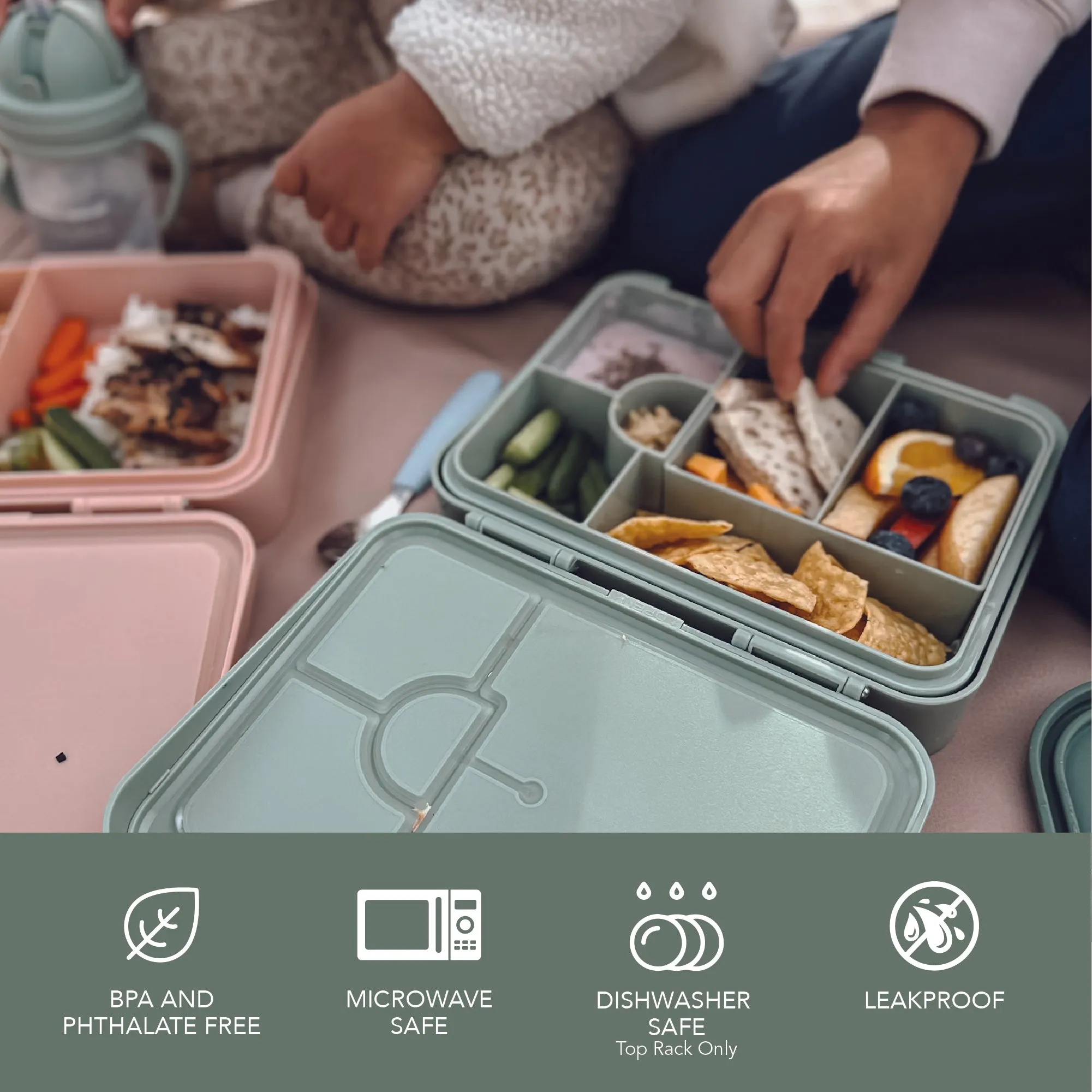 noüka Grand Bento Lunch Box - Moss (Min. of 2 PK, Multiples of 2 PK)