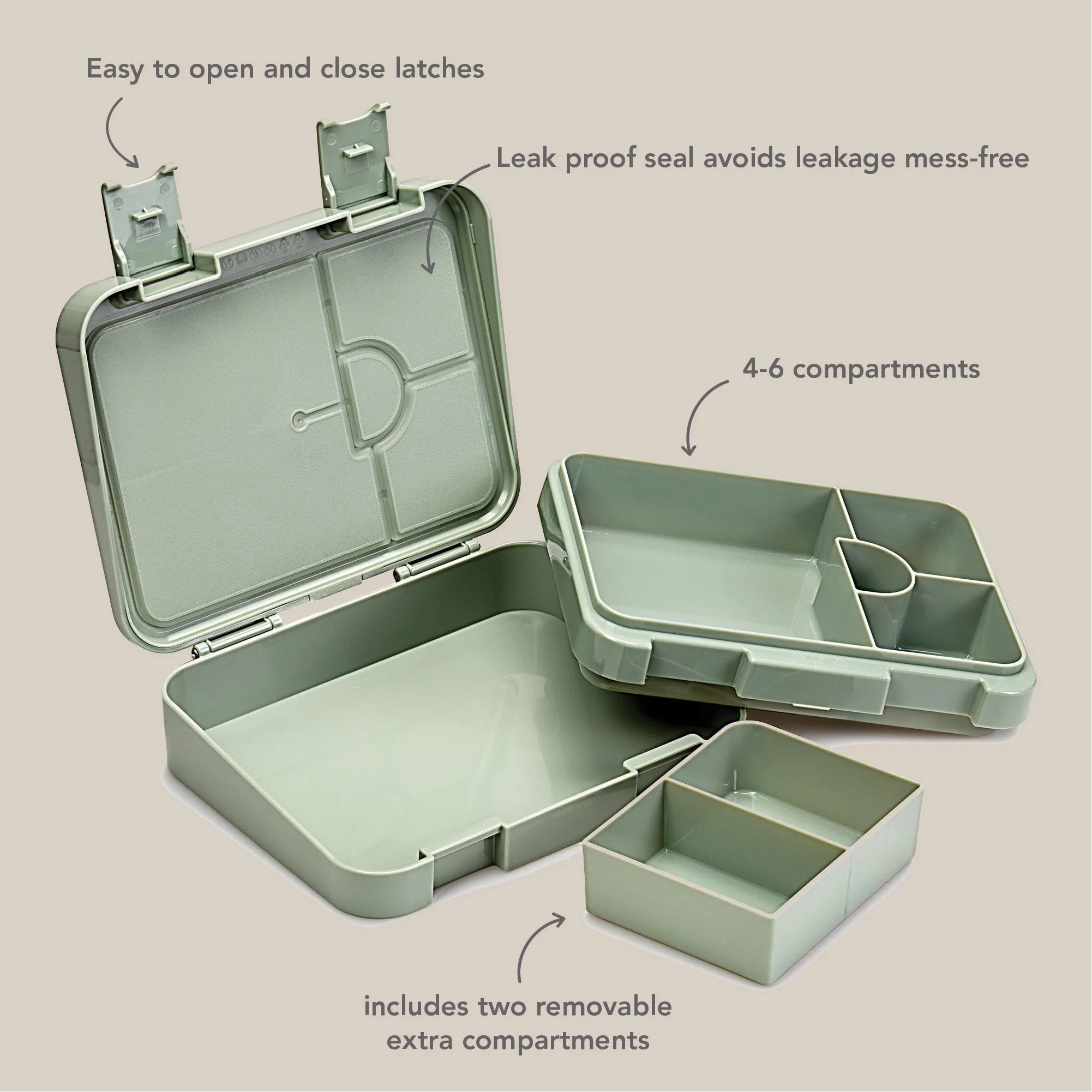 noüka Grand Bento Lunch Box - Moss (Min. of 2 PK, Multiples of 2 PK)