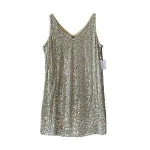 NWT 1. State Sequined Sleeveless V Neck Shift Mini Dress in Champagne