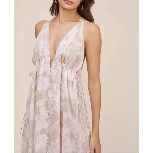 NWT ASTR Amalfi Maxi Dress in Sage Mauve Tie Dye