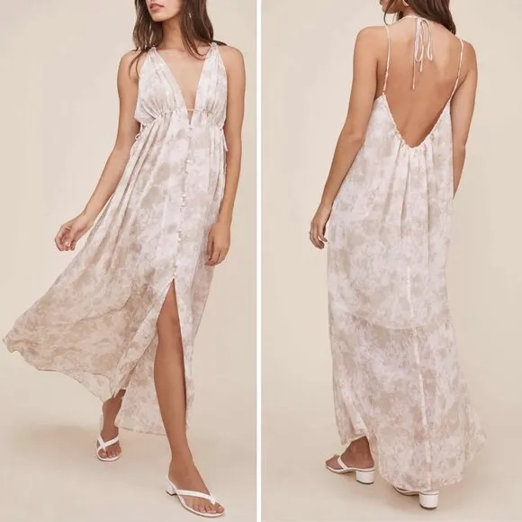 NWT ASTR Amalfi Maxi Dress in Sage Mauve Tie Dye