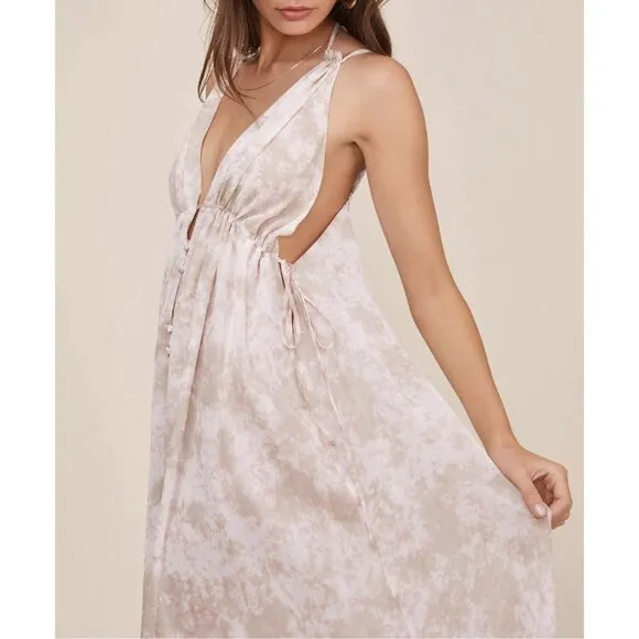 NWT ASTR Amalfi Maxi Dress in Sage Mauve Tie Dye