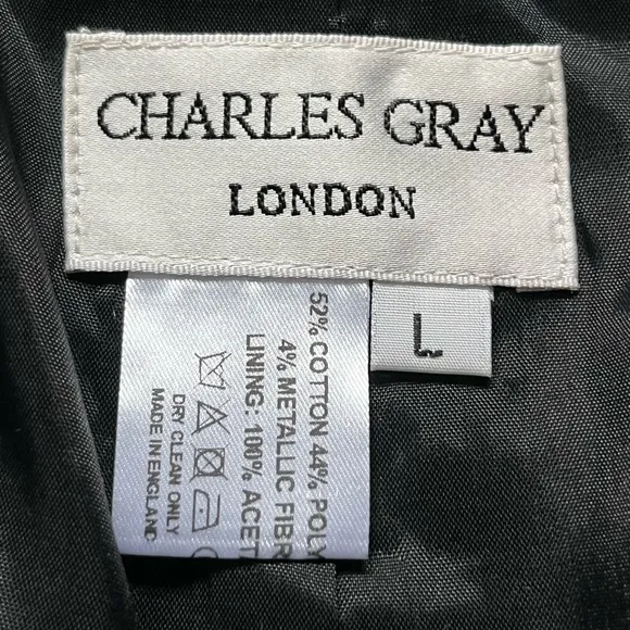 NWT CHARLES GRAY LONDON Black Gray Metallic Front Zip Bomber Jacket L