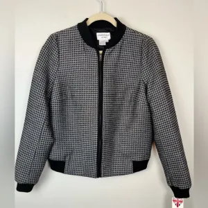 NWT CHARLES GRAY LONDON Black Gray Metallic Front Zip Bomber Jacket L