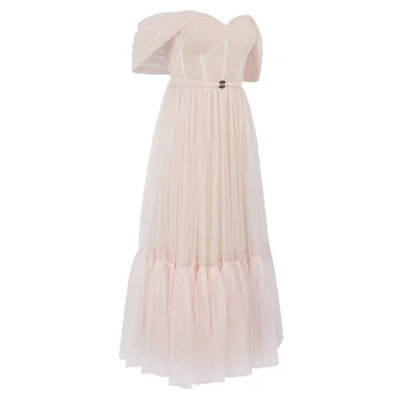 Off Shoulder Short Sleeve Backless Midi Bodycon Dress