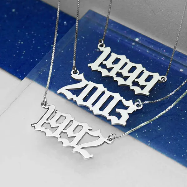 Old English Date Necklace with Chain Included Jewelry