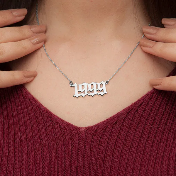 Old English Date Necklace with Chain Included Jewelry