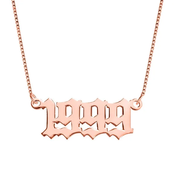 Old English Date Necklace with Chain Included Jewelry