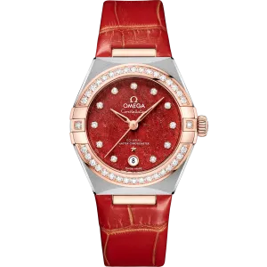 Omega Constellation 29mm steel - Sedna™ gold on leather strap