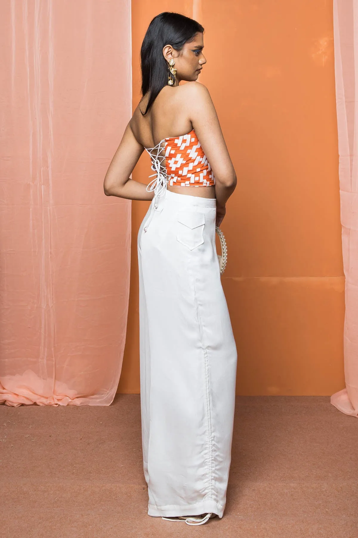 Orange Chinon Corset Bustier