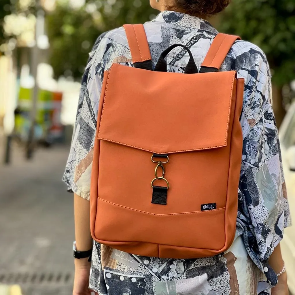 Orange Faux Nubuck Medium Students Backpack
